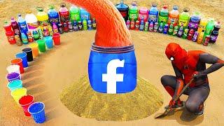 Spiderman & Big Toothpaste Eruption from FaceBook holes Fanta Mirinda Orbeez Coca Cola & Mentos