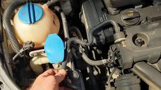 Audi A3 VW Golf P0441 evaporative emission purge flow code. Crushed fuel vapour ventilation hose.