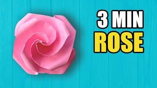 Easy Origami Rose in 3 Minutes FASTEST on YouTube