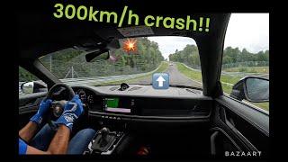Porsche GT2 rs MR crash into a Caterham on the NURBURGRING fastest section