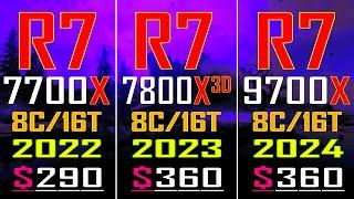 RYZEN 7 7700X vs RYZEN 7 7800X3D vs RYZEN 7 9700X  PC GAMES BENCHMARK TEST 