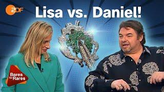 Broschen-Battle Smaragd Lisa vs. Diamant Daniel machen Auge auf Accessoire  Bares für Rares