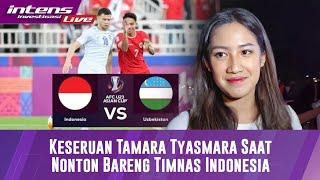 Live Keseruan Tamara Tyasmara Saat Nonton Bareng Timnas Indonesia Lawan Uzbekistan