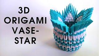 3D origami VASE - STAR  How to make a modular origami vase