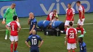 El futbolista danés Christian Eriksen se desploma durante un partido de la Eurocopa