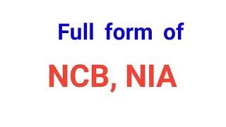 full form of NCB NIA full form