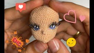 Ленивая вышивка глаз вязаной куколке eyes embroidery