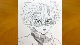 How to draw Sanemi Shinazugawa from Demon Slayer  Anime drawing videos for beginners  drawing