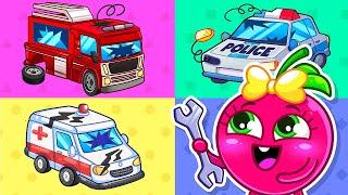 Lets Repair Fire Truck Police Car and Ambulance Song II VocaVoca Kids Songs & Nursery Rhymes