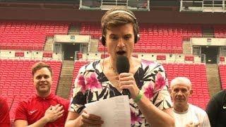 Greg James....in a dress...singing the national anthem