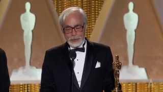 Hayao Miyazaki receives an Honorary Award at the 2014 Governors Awards