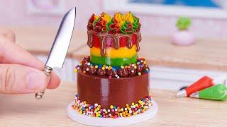 Rainbow Chocolate Cake Satisfying Miniature Sprinkles Chocolate Buttercream Cake  Mini Bakery