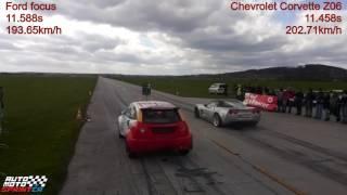 Ford focus vs. Chevrolet Corvette Z06 Drag Race 14M 402m Letiště Hoškovice 22.4.2017