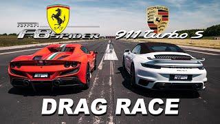 Porsche 911 Turbo S 992 vs. Ferrari F8 Spider  DRAG RACE  Daniel Abt