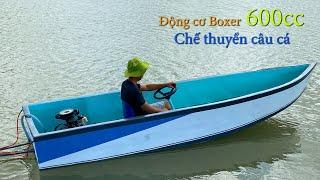 Chế thuyền câu cá từ vỏ thuyền phế liệu  Động cơ 2 xi-lanh 600cc