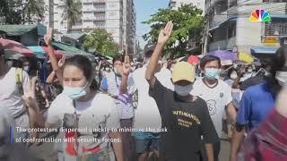 Demonstrators In Myanmar Stage Flash Mob Protest Against Military Coup